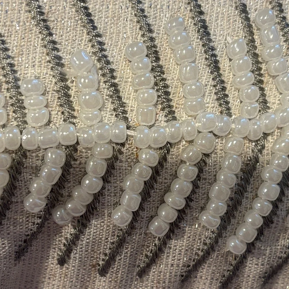 Celerie Elegant‎ Silver and pearls Embroidered Pillow
